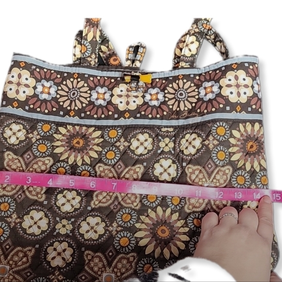 Vera Bradley Floral Tote in Brown, Cream, Yellow Muted Colors Great for Everyday - Picture 8 of 10